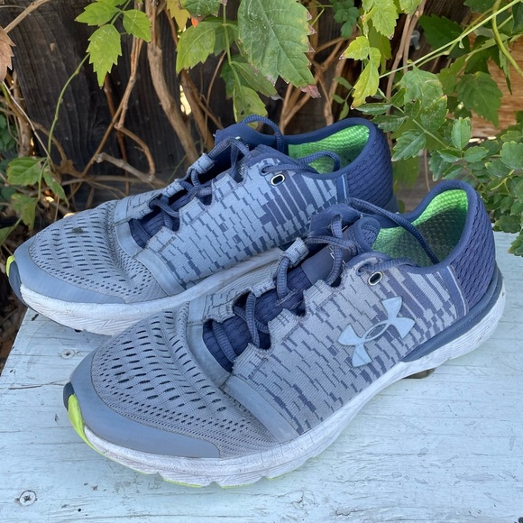 Under armour running shoes athletic size 9.5 mens gray green - Picture 2 of 6